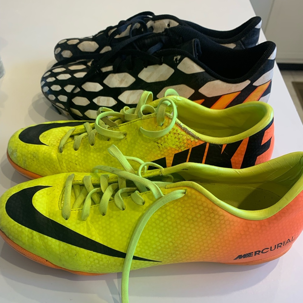 Nike and Adidas soccer shoes